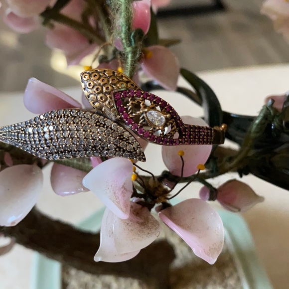 Vintage Jewelry - Vintage 925 ruby white sapphire snake bracelet
